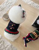 FATHIN Dog Princess Dresses Puppy Bow Knot Dress Luxury Pet Skirt Striped Dresses for Small Medium Cats