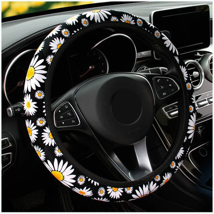 Decoration Knitted Styling Interior Accessories Product Universal Car Cute Daisy Flower Steering Wheel Cover  Car Interior
