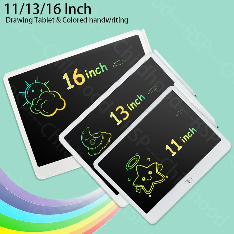 Tablet de Escrita e Desenho LCD (16/13/11 Polegadas) – Brinquedo Educativo para Meninos e Meninas de 3 a 8 Anos
