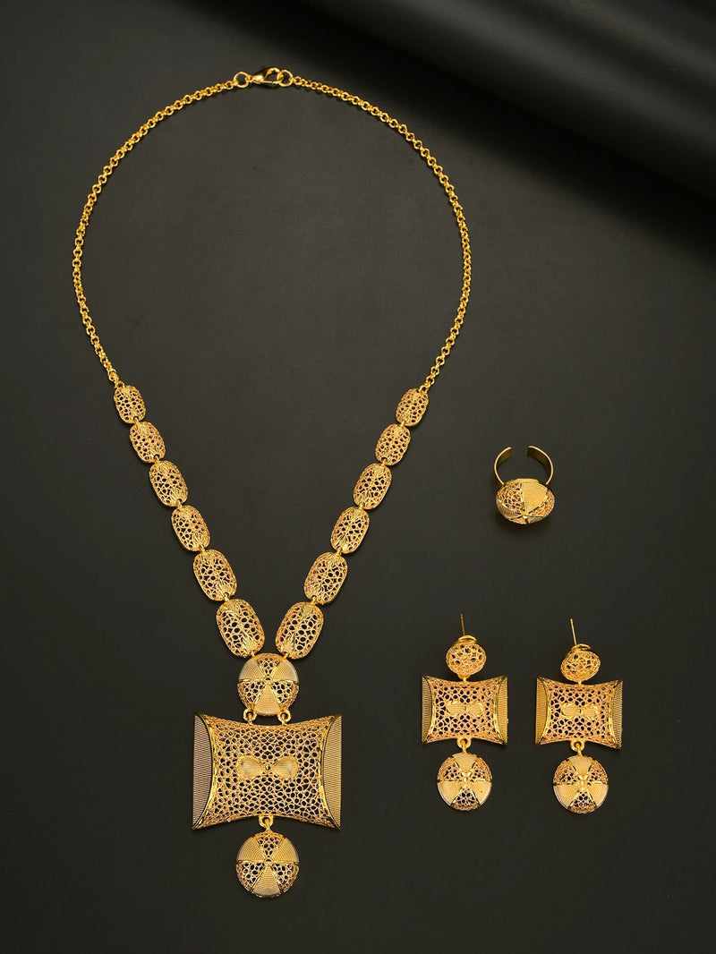 Dubai Jewelry Sets Creative Necklace Charm Bridal Bracelet Earrings for Women Ring Wedding Accessories