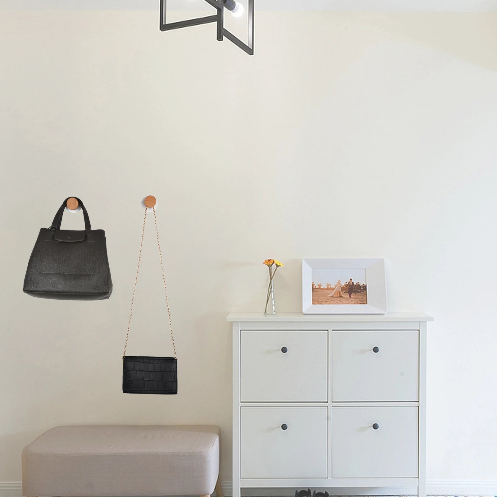 Gancho de madera, gancho de pared de madera con forma geométrica, perchero de madera para colgar ropa, sombrero, bufandas y toallas en el dormitorio,