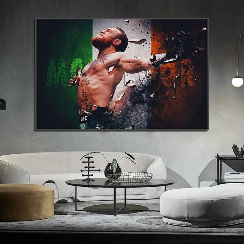 Motivational Conor McGregor Boxing Canvas Print  Professional Boxer Poster Wall Art for Gym Home  Office Decor