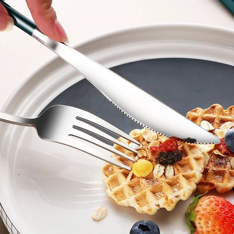 304 Tableware Set Portable Cutlery Set Dinnerware Set High Quality Stainless Steel Knife Fork Spoon Travel Flatware With Box