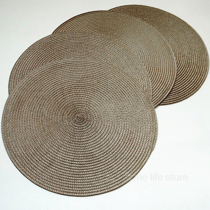 Round Placemats Set  Braided Circle Place Mat Washable Table Mats for Kitchen Dining Table Mixed Color Non-Slip Place mats