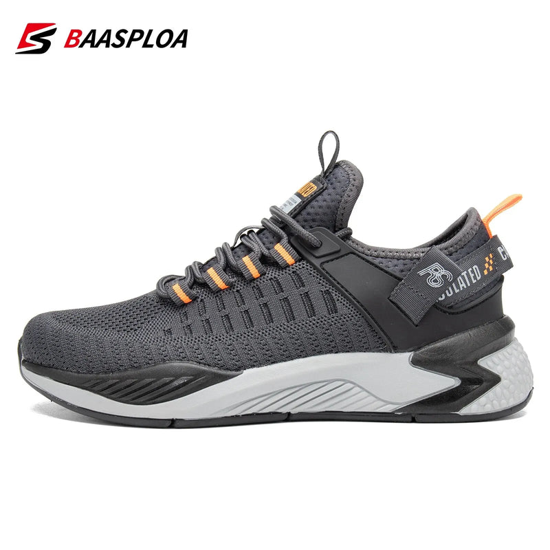 Baasploa Men Casual Sneakers New Mesh Breathable Sport Shoes For Men Lightweight Comfort Running Shoes Non-Slip Outdoor Male
