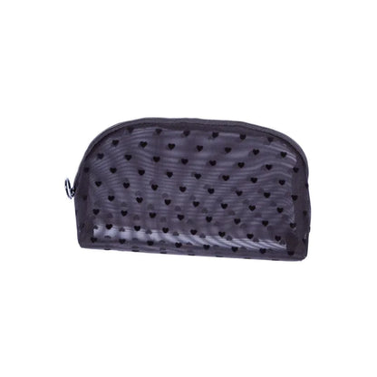 Heart-Shaped Nylon Mesh Cosmetic Bag Portable Toiletry Organizer for Women Makeup Storage