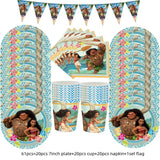 Talheres descartáveis de Tema Moana para Crianças, Copo e Prato, Suprimentos de Decoração para Meninas, Festa de Casamento, Aniversário, Novo
