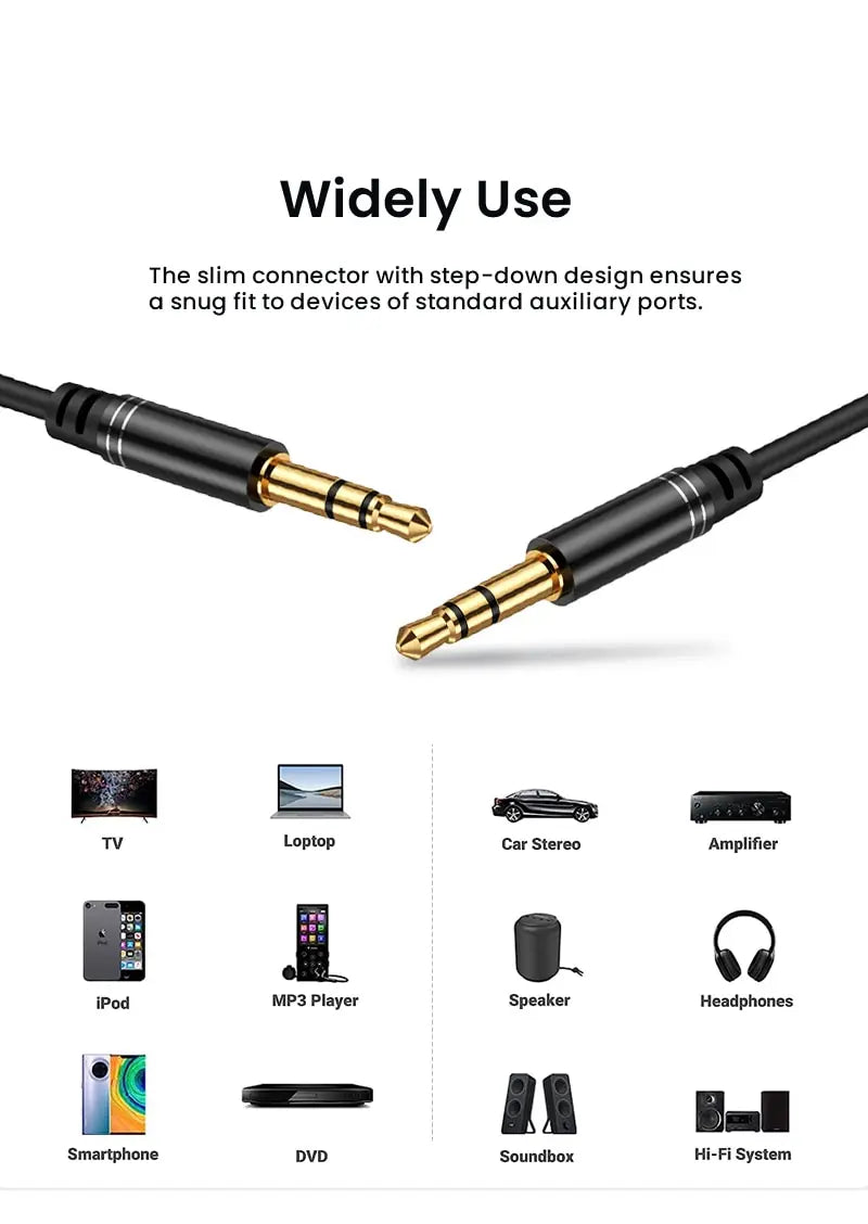 Cable de audio de 3,5 mm, cable auxiliar, adaptador de entrada de audio, cable auxiliar macho a macho, compatible con estéreos de coche, altavoces y auriculares.