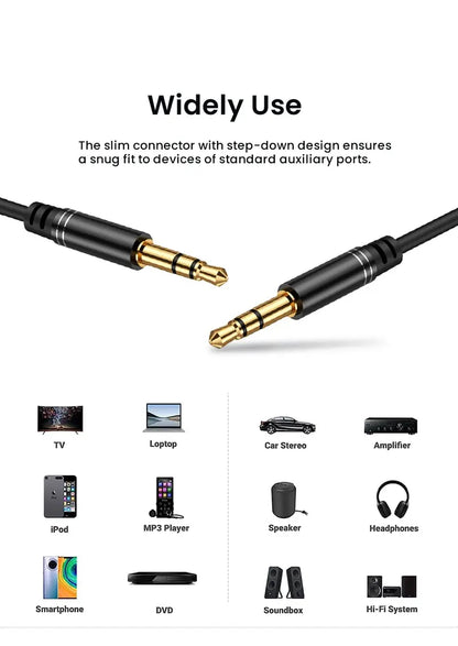 3.5mm Audio Cable Aux Cable Audio Input Adapter Male to Male AUX Cord Compatible with Car Stereos Speaker Headphones