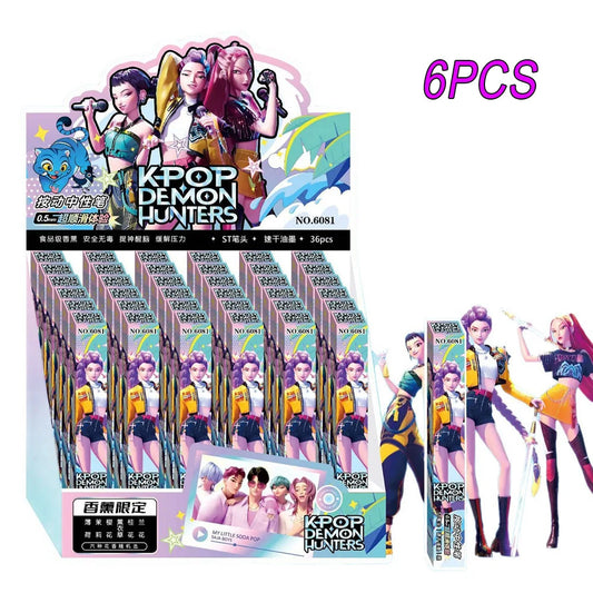 1/3/6/12Pcs KPop Demon Hunters Black Gel Pen Blind Box Student Writing Pen Anime Figure Stationery Study Supplies Gift 0.5mm