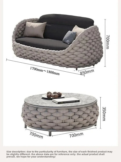 Outdoor Seat Outdoor Rattan Sofa Courtyard Combination Double Chair Leisure Terrace Villa Living Room Balcony Furniture Home