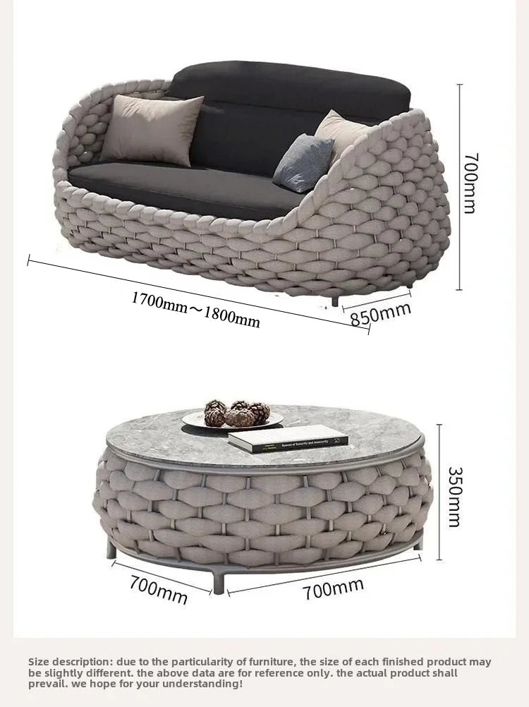 Outdoor Seat Outdoor Rattan Sofa Courtyard Combination Double Chair Leisure Terrace Villa Living Room Balcony Furniture Home