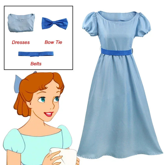 Anime Peter Pan Cosplay Costumes Peter Wendy Disney Princess Dress Belt Outfits Adult Children Halloween Roleplay Cloth