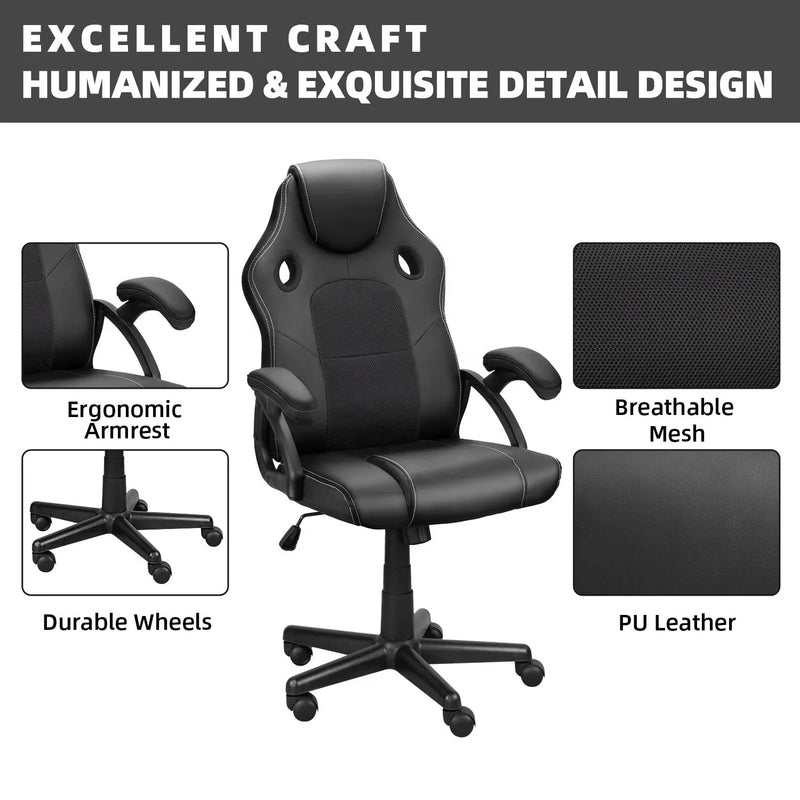 Allinlife gaming chair 130 kg load capacity ergonomic gaming chair, gamer chair adjustable height armrests, height adjustable range 100 - 110cm