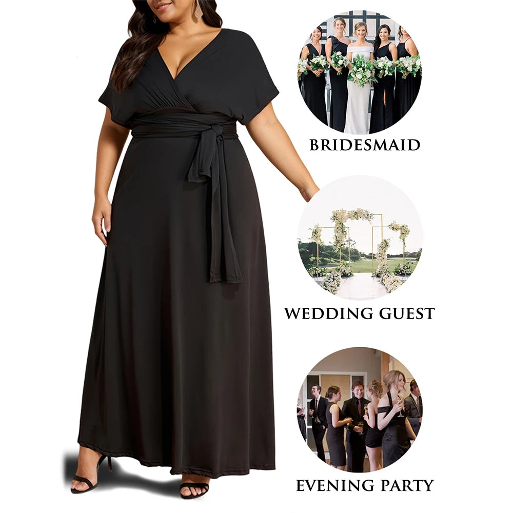 Women Sexy Lacing Up Plus Size Dress Formal Occasion Wedding Bridesmaid Party Dress Multiway Wrap Infinity Style Stunning Dress