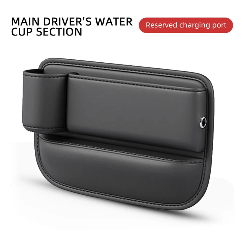 Universal Car Seat Gap Organizer Storage Box Multifunction Leather Crevice Side Storage Pocket Wallet Keys Card with Cup Holder