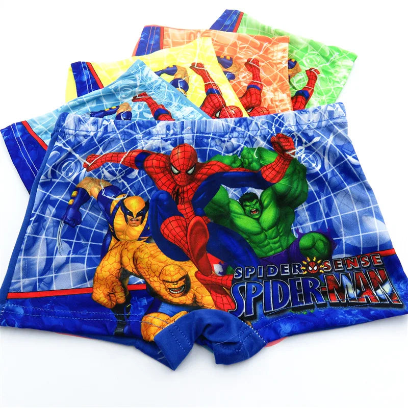 Cartoon Spider Man Children's Boys Underwear Four Flat Corner Pants Milk Silk Small Medium Big Children