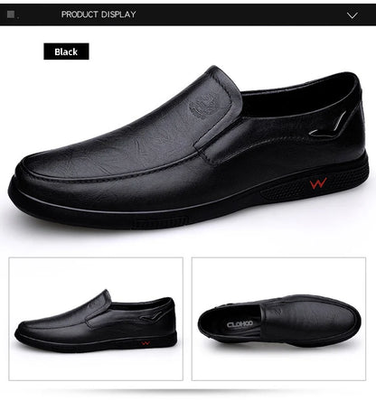 CLOHOO Men's Business Casual Shoes Handmade Layered Cowhide Rubber Bottom Leather Footwear for Office And Leisure