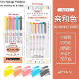 New Zebra Mildliner Highlighter Pastel Full Set 5 Colors Set Marker Pen Double Ended Art Stationery Supply for Drawing Painting
