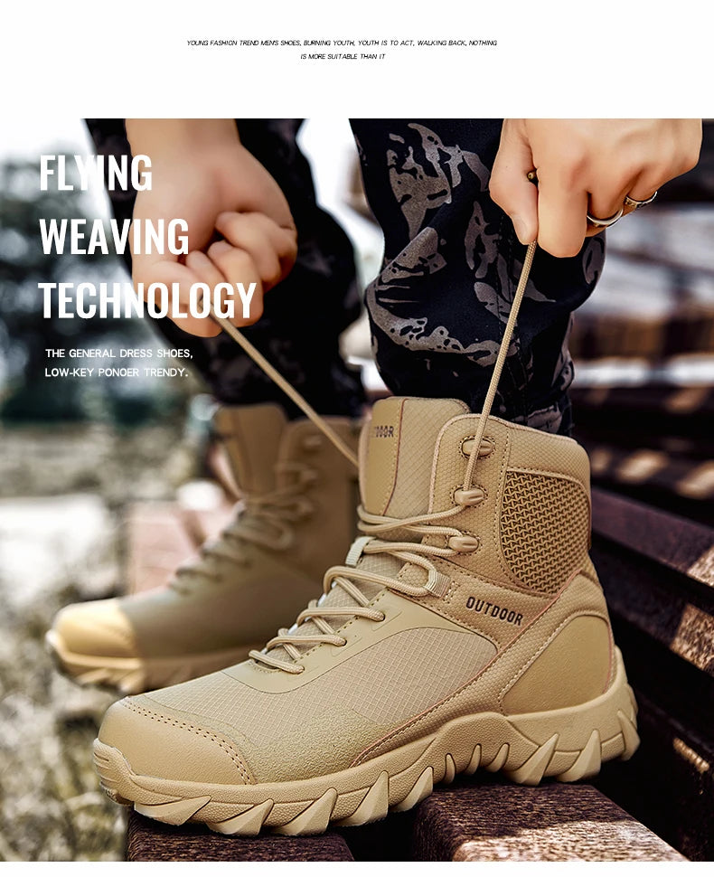 Upgraded Tactics Combat Training Boots Male Outdoors Camping Anti-wear Rapid Response Hiking Shoes Fishing Hunting Sneakers Men