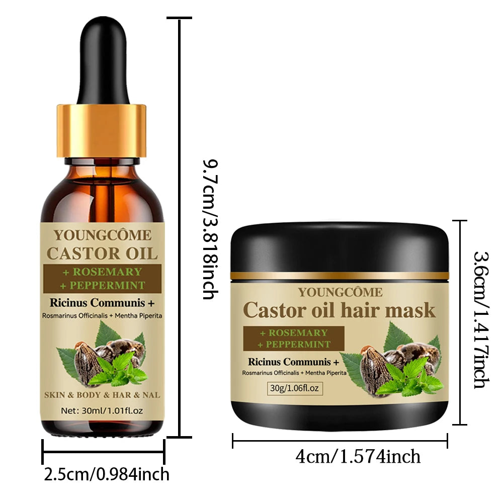 100% Pure Castor oil hair mask Castor oil Hair Growth Oil Natural Treatment Nourish Reduce Hair Loss Anti-Breakage Hair Products