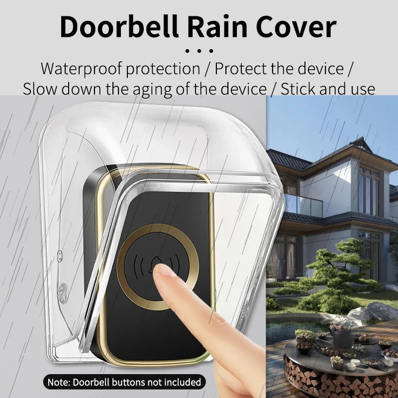 CACAZI PC Transparent Waterproof Cover for Wireless Doorbell Button Chime Outdoor Rain-cover Home Case Suitable for Most Buttons