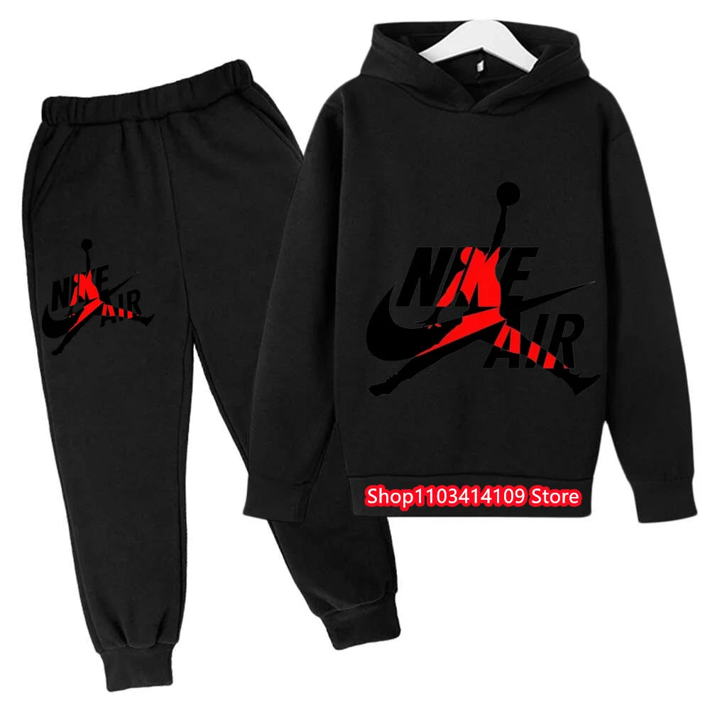 Spring Sports Training Set Brand Hooded Sweatshirt+Pants Suit Children's Set 2-12 Years Kids Clothes Boys and Girls Tracksuit