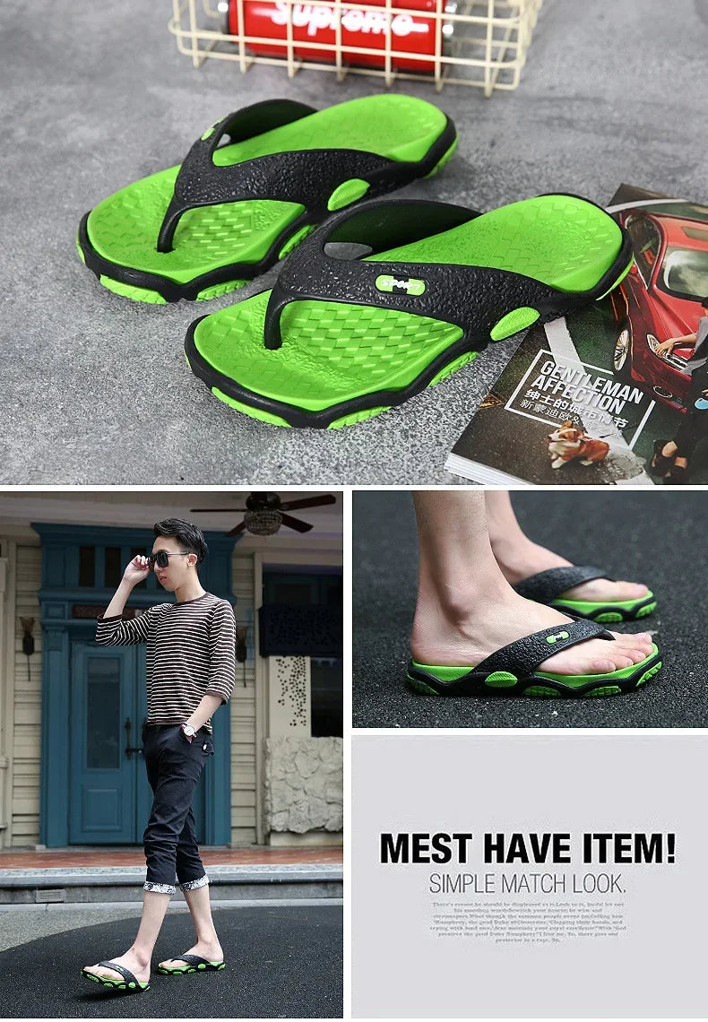 Men's Summer 2025 Trendy Flip-Flops Beachwear Slippers Anti-slip Deodorant Casual Shoes Plastic Slip-On Sandals for Adults