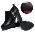 Comfortable Deep Mouth Soft Leather Anti-slip  Shoes Platform Spring 2024 Women's Block Black High Heels Office Mother Shoes