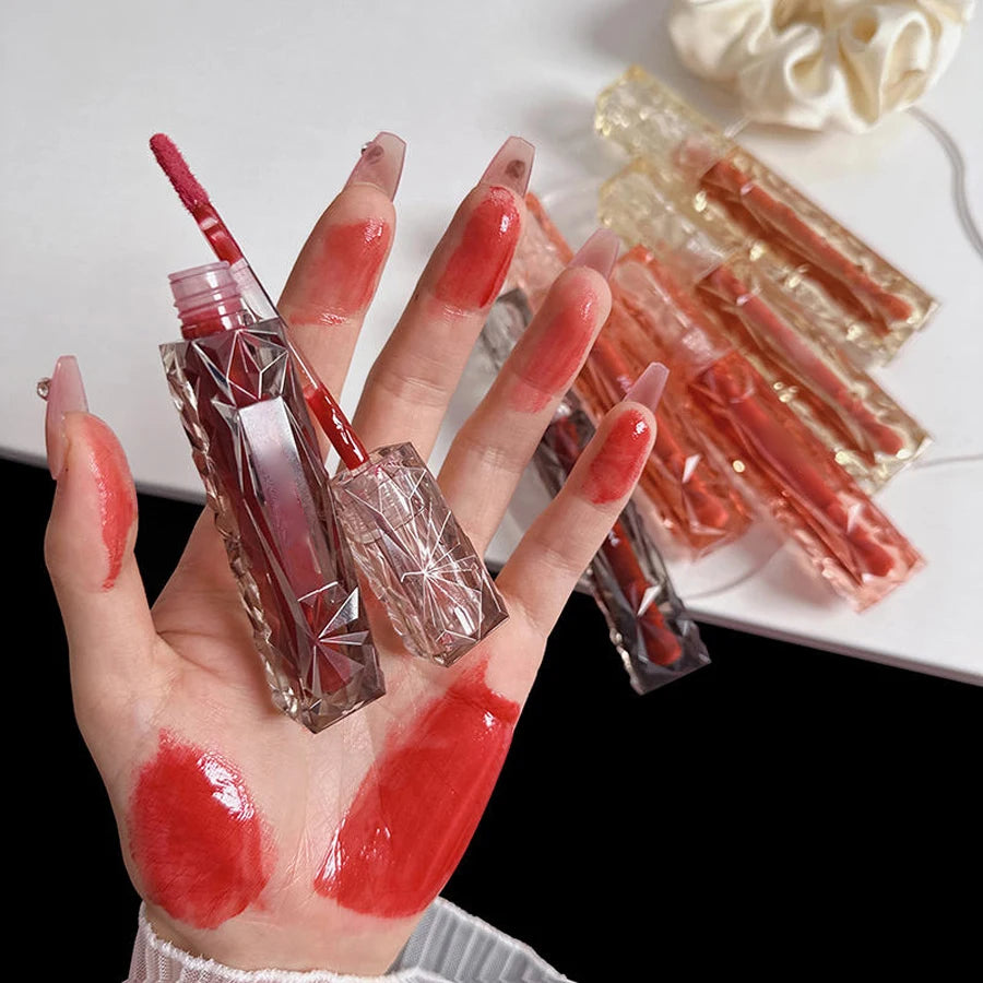 Brillo de labios de larga duración, hidratante, fácil de teñir, resistente al agua, efecto espejo, cristal de agua, brillo de labios, color transparente, cosméticos