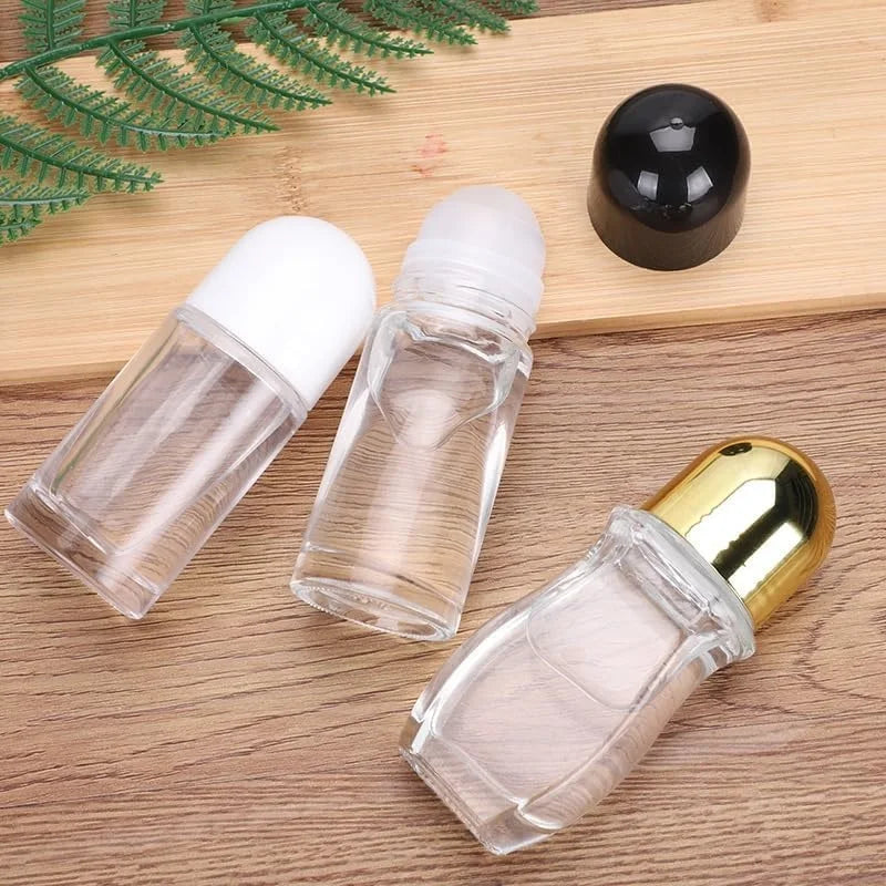 30/50ml Thick Glass Roller Bottle Empty Essential Oil Roll On Bottles Leak Proof Massage Roller Ball Refillable Bottle Container
