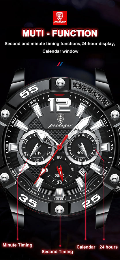 POEDAGAR Luxury Casual Men Watch Waterproof Luminous Chronograph Date Man Wristwatch High Quality Military Quartz Men's Watches