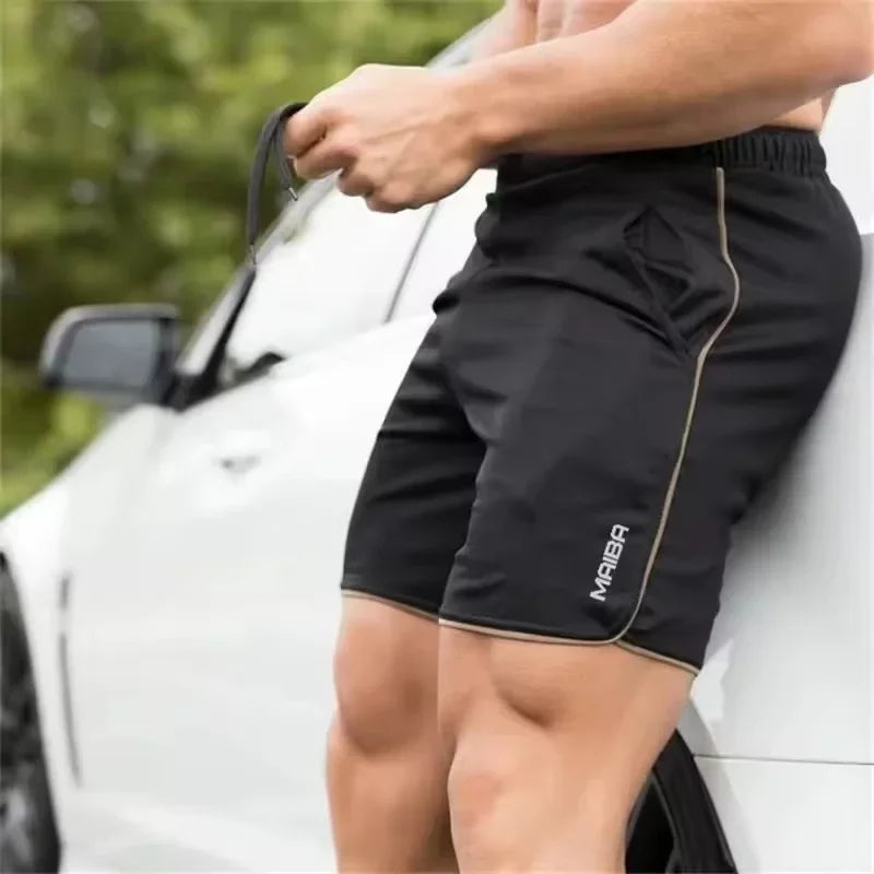 Men's Breathable Sports Shorts Fitness Running Short Pants Quick Dry Slim-Fit Training Pants New Summer Mesh Printing Men's Shorts