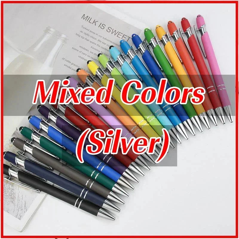 20-200 Pens Wholesale Metal Ballpoint Pen Touch Screen Pen Office School Advertising Pen Custom Logo Text Laser Engraving