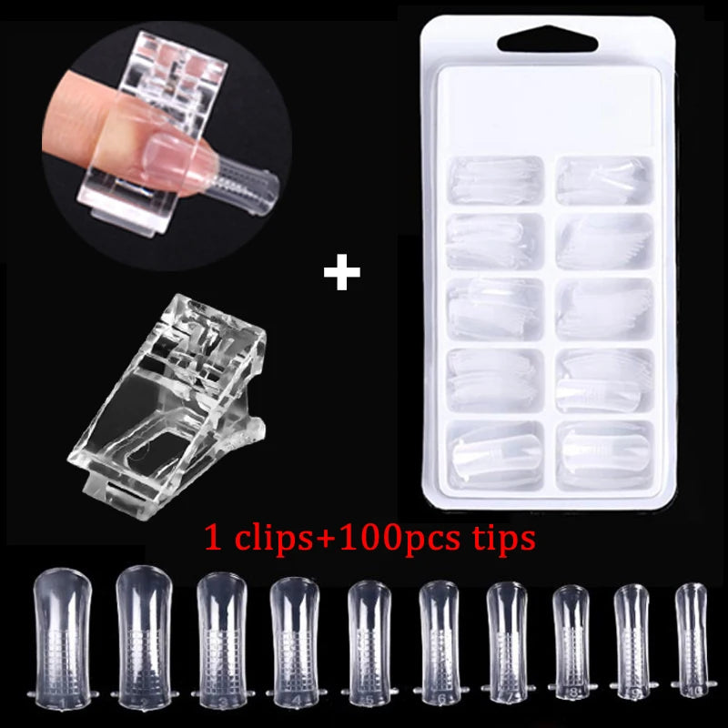 20/100Pcs False Clear Nails Full Cover Nail Tips DIY Manicure Tool For Acrylic UV Nail Gel Quick Extension Tool Kits