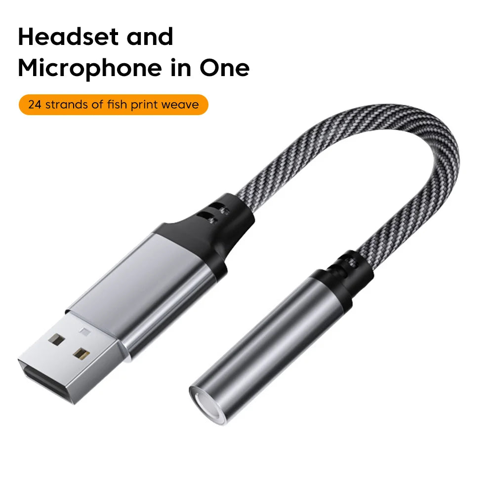 Adaptador de audio USB a conector de 3,5 mm Olaf. Cable de audio USB A a 3,5 mm. Adaptador USB a conector de audio. Convertidor de auriculares para PC y portátil.
