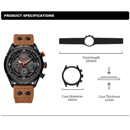 NAVIFORCE Men Casual Watch Fashion Luxury Waterproof Genuine Leather Strap Male Chronograph Quartz WristWatch Relogio Masculino