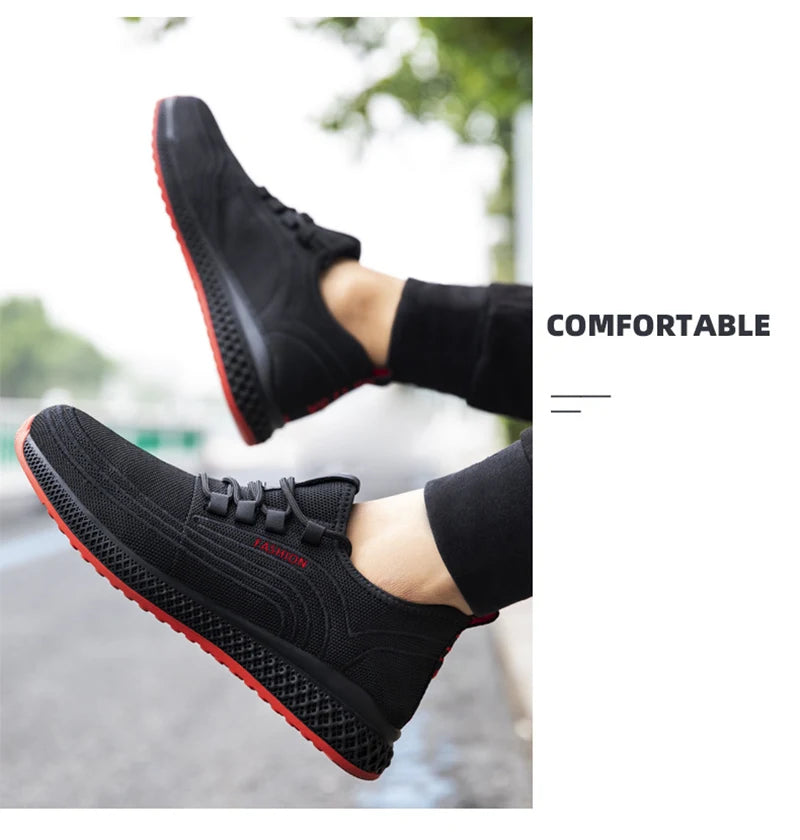 Manlegu Air Mesh Steel Toe Work Shoes Breathable Working Shoes Women Man Safety Shoes Lightweight Puncture-Proof Safety Boots