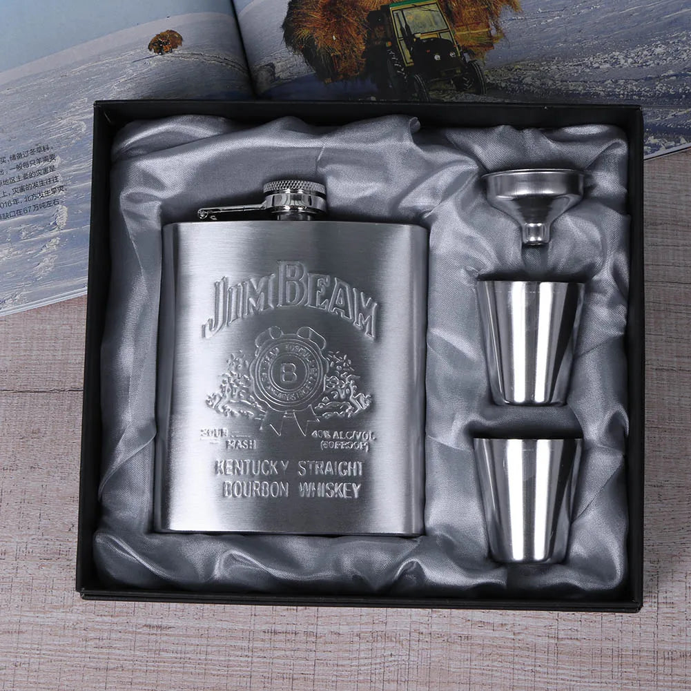 8oz Outdoors Portable Pocket Hip Flask Stainless Steel Whiskey Flask Drink Alcohol Container Gift Box Vodka Drinking Bottle Tools