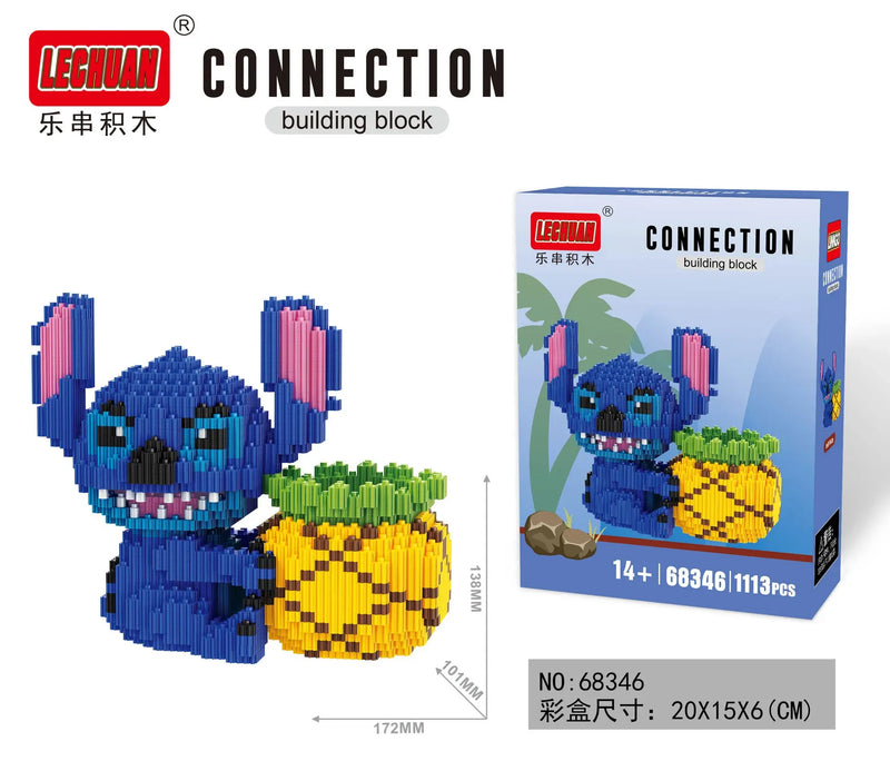 Linkgo Sanrio Building Block Pen Holder Luffy Stitch Chopper Pochacco Kuromi DIY Assembly Super Mario Puzzle Mini Bricks Toys