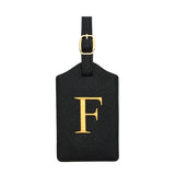 PU Leather Luggage Tag for Travel - Durable Suitcase ID Tag with Privacy Cover & Name Card Slot (A-Z) liu