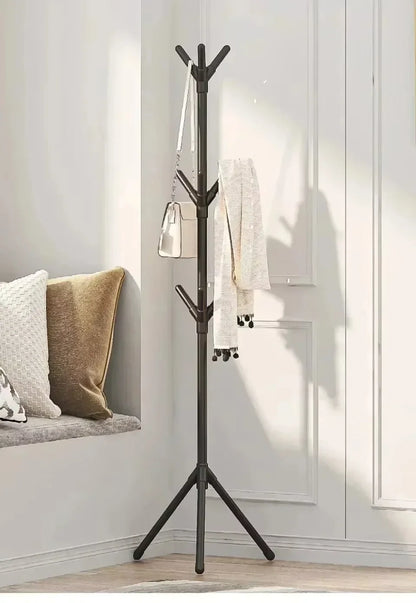 Clothes and Hats Rack Floor To Floor Bedroom Coat Hook Tree Hanger -Multi-hook Floor Vertical Coat Rack with Movable and Conve