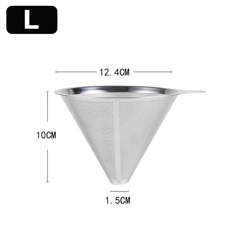 Stainless Steel Coffee Filter 800 Mesh Coffee Dripper with Holder Coffees Drip Mesh Kitchen Coffee Strainer Coffee Accessories