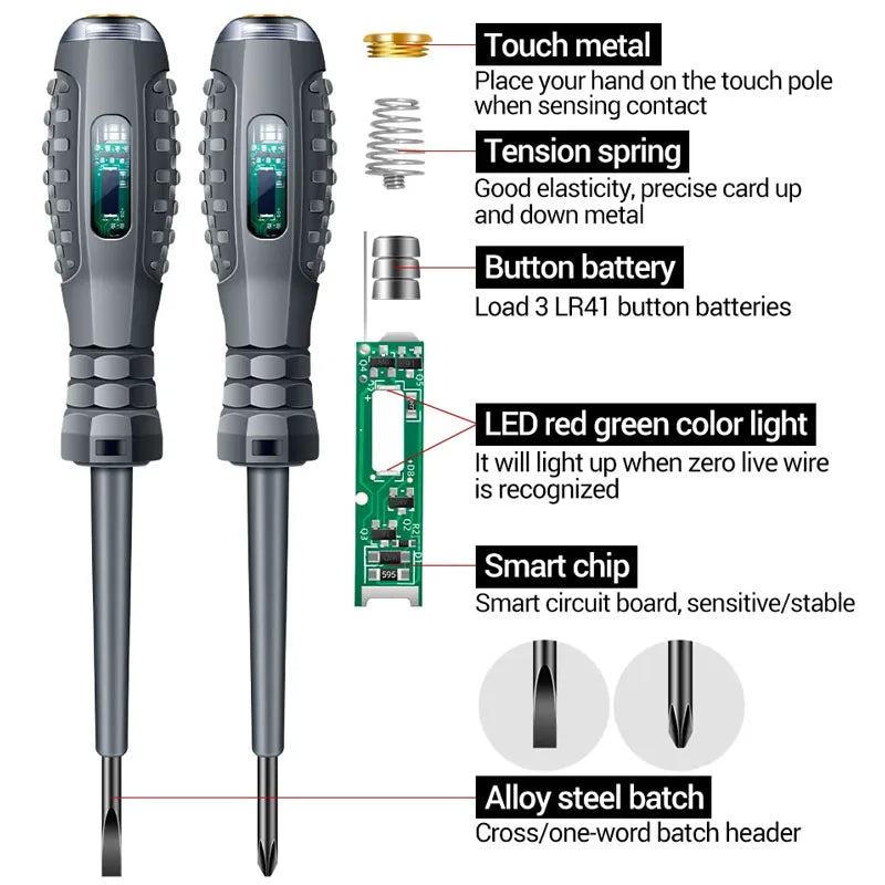 Profession Electrician Screwdriver Zero Line Induction Voltage Test Pen Multifunctional Electricians Screwdrivers Handheld Tools