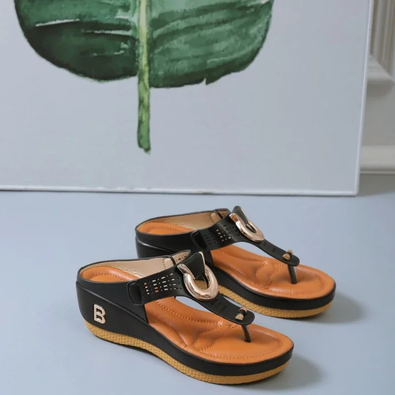 New Summer Women Sandals Open Toe Beach Shoes Flip Flops Wedges Comfortable Slippers Cute Sandals Plu Size 35~43 Chaussure Femme