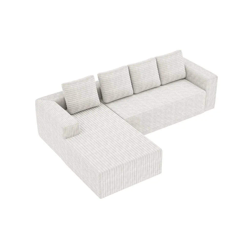 Cloud-shaped corner sofa with L-shaped chaise lounge, suitable for living room and bedroom, no assembly required.