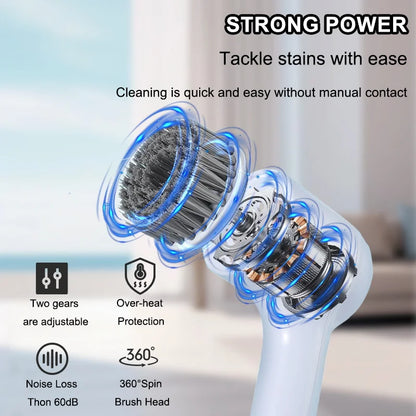 Escova de limpeza rotativa elétrica usb, com 5 cabeças de escova escova de limpeza elétrica, para cozinha, purificador de azulejos de banheira