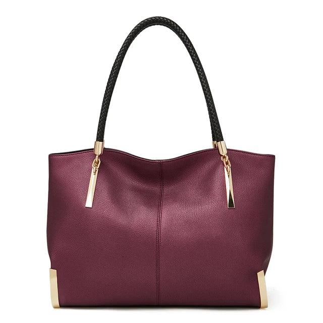 FOXER Genuine Leather Lady's Handbag Elegant Luxury Design Women Shoulder Bag Large Capacity Tote Bag Best Gift for Mom, Wife