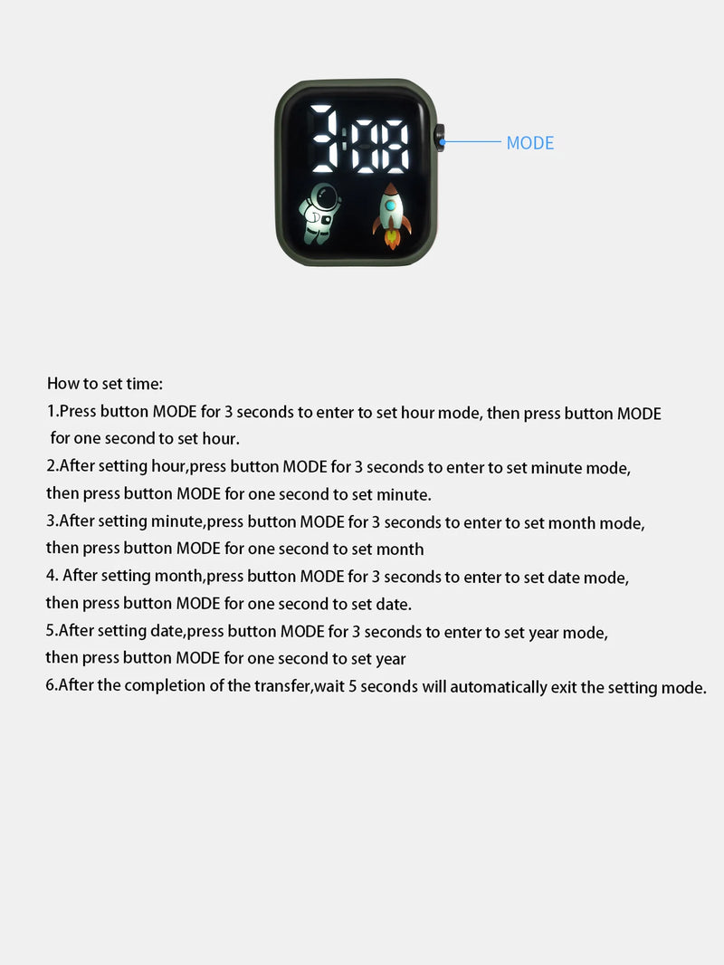 New Student Smart Watch Men's and Women's Astronaut Rocket Touch Screen Sports Electronic Watch Children's Festival Gift