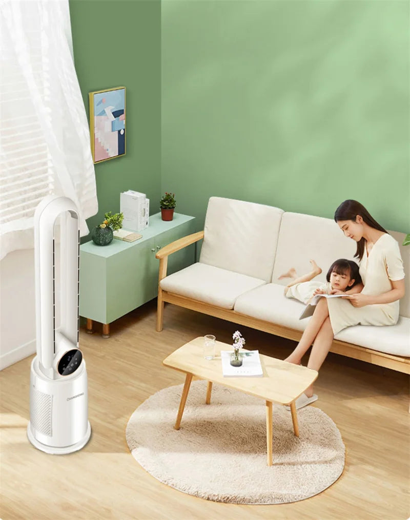 Household Bladeless Fan Wind Air Conditioner Cooling Fan Vertical Shaking Head Electric Fans Standing Fan with Remote Control